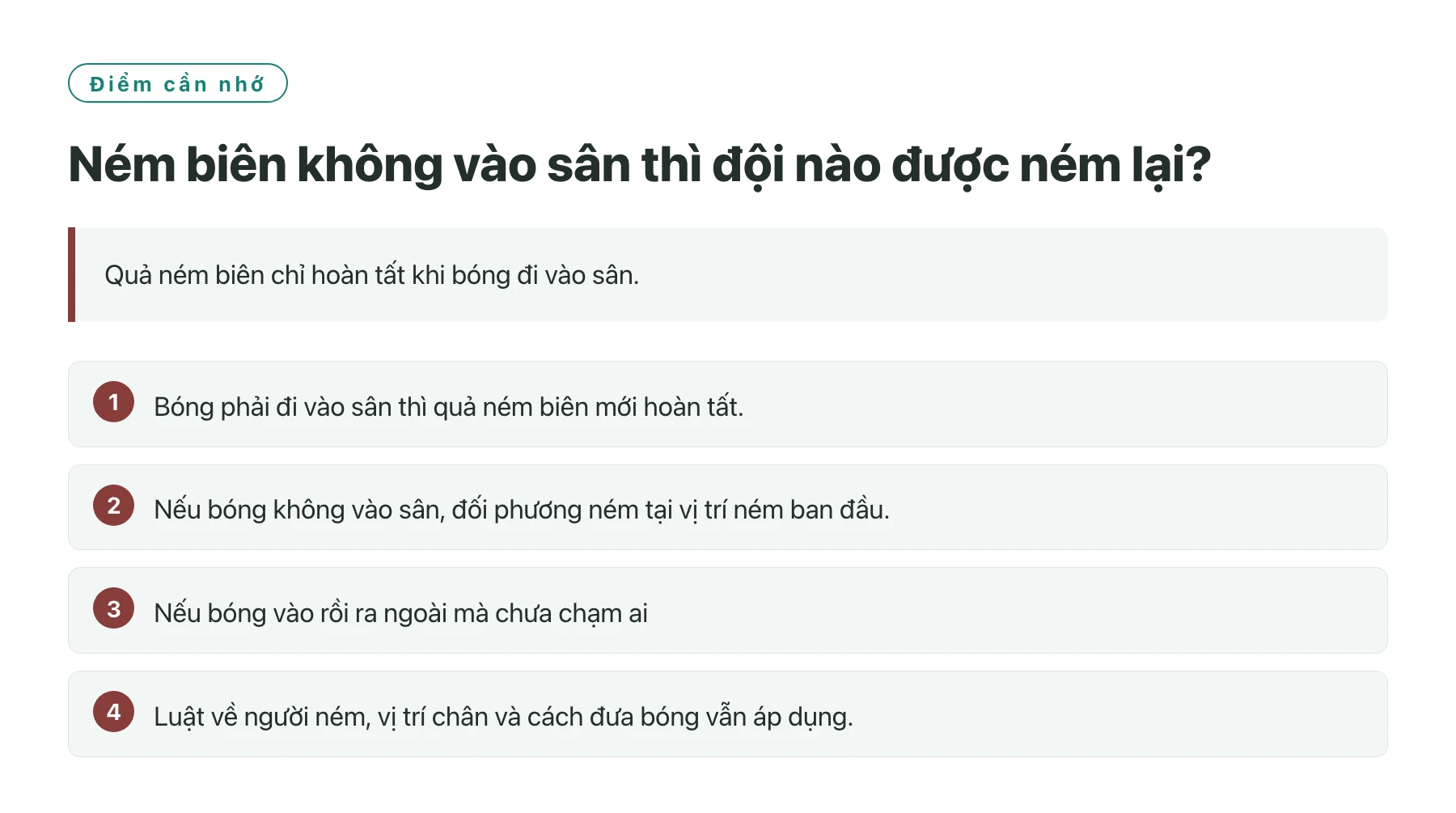 Ném biên không vào sân thì đội nào được ném lại?——全文要点速览
